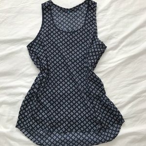 Navy print tunic tank top